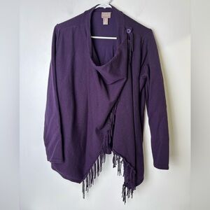 Chico’s Sz 2 Purple Fringe Women's Sweater